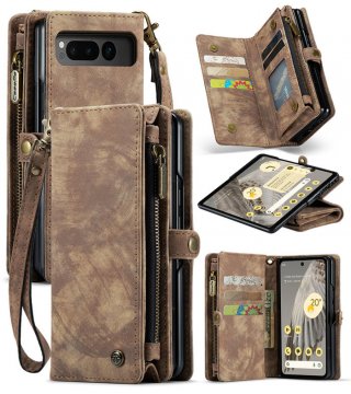 CaseMe Google Pixel Fold Wallet Case with Wrist Strap Coffee