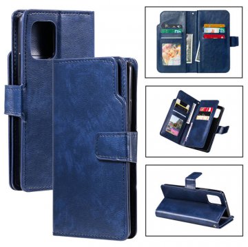 Samsung Galaxy A42 5G Wallet 9 Card Slots Magnetic Case Blue