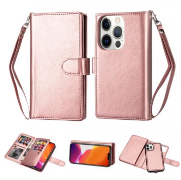 iPhone 13 Pro Wallet 9 Card Slots Magnetic Case Rose Gold