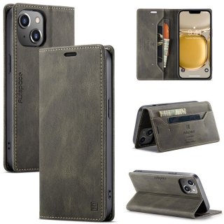 Autspace iPhone 14 RFID Blocking Wallet Magnetic Case Coffee