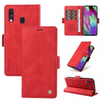 YIKATU Samsung Galaxy A40 Skin-touch Wallet Kickstand Case Red