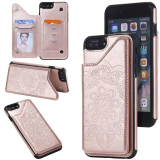 iPhone 7 Plus/8 Plus Embossed Wallet Magnetic Stand Case Rose Gold
