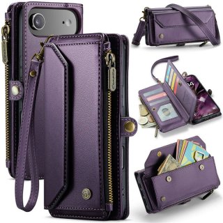 CaseMe iPhone Air Wallet RFID Blocking Crossbody Case with Wireless Charging Purple