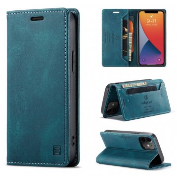 Autspace iPhone 12 Mini Wallet Kickstand Magnetic Shockproof Case Blue