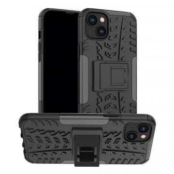Dual Layer Hybrid Anti-Slip iPhone 14 Plus Kickstand Case Black
