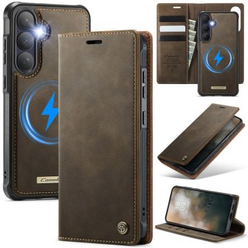 CaseMe Samsung Galaxy S26 Plus 2-in-1 Magnetic Wallet Case – Wireless Charging & RFID Blocking Coffee