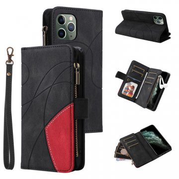 iPhone 11 Pro Zipper Wallet Magnetic Stand Case Black