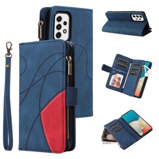 Samsung Galaxy A53 5G Zipper Wallet Magnetic Stand Case Blue