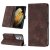 Skin-friendly Samsung Galaxy S21 Ultra Wallet Stand Case with Wrist Strap Coffee