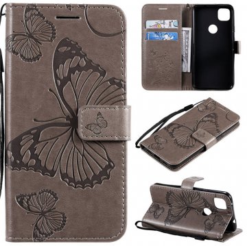 Google Pixel 4A 4G Embossed Butterfly Wallet Magnetic Stand Case Gray