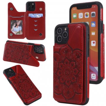 iPhone 11 Pro Embossed Wallet Magnetic Stand Case Red
