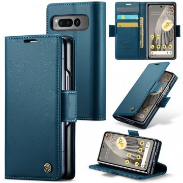 CaseMe Samsung Galaxy Z Fold 5 Wallet RFID Blocking Magnetic Buckle Case Blue