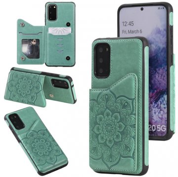 Samsung Galaxy S20 Embossed Wallet Magnetic Stand Case Green