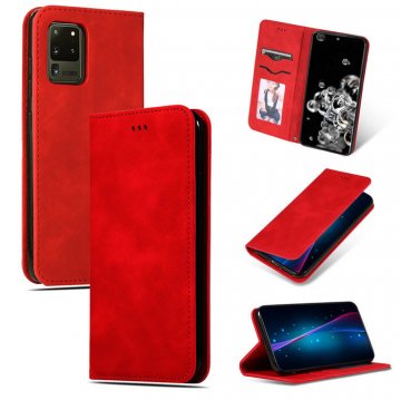 Samsung Galaxy S20 Ultra Magnetic Flip Wallet Stand Case Red