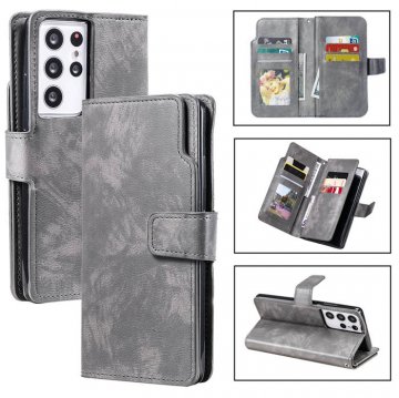 Samsung Galaxy S21 Ultra Wallet 9 Card Slots Magnetic Case Gray