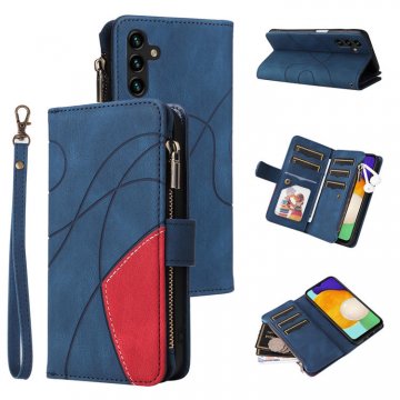 Samsung Galaxy A13 5G Zipper Wallet Magnetic Stand Case Blue