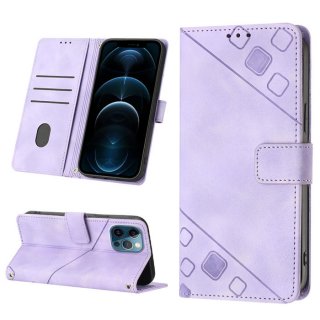 Skin-friendly iPhone 12 Pro Max Wallet Stand Case with Wrist Strap Purple