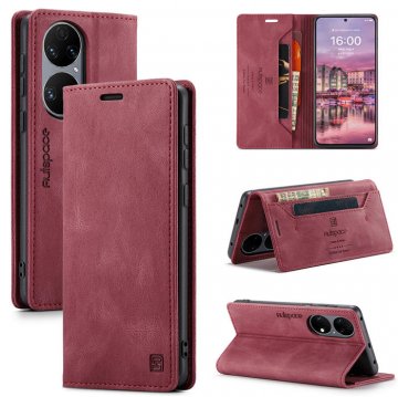 Autspace Huawei P50 Wallet Kickstand Case Red