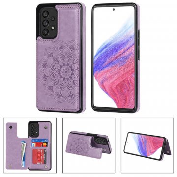 Mandala Embossed Samsung Galaxy A53 5G Case with Card Holder Purple