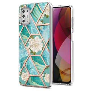 Moto G Stylus 2021 Flower Pattern Marble Electroplating TPU Case Blue