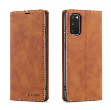 Forwenw Samsung Galaxy S20 Plus Wallet Kickstand Magnetic Case Brown