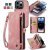CaseMe iPhone 14 Pro Zipper Wallet Case with Wrist Strap Pink