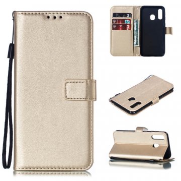 Samsung Galaxy A40 Wallet Magnetic Kickstand Leather Case Gold