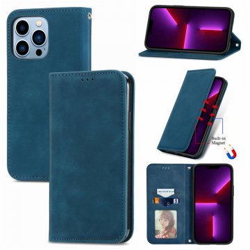 Wallet Stand Magnetic Flip Leather Case Blue For iPhone