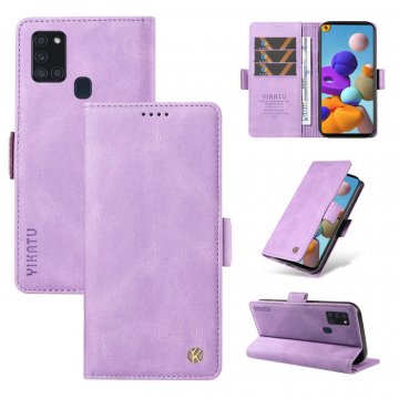 YIKATU Samsung Galaxy A21S Skin-touch Wallet Kickstand Case Purple