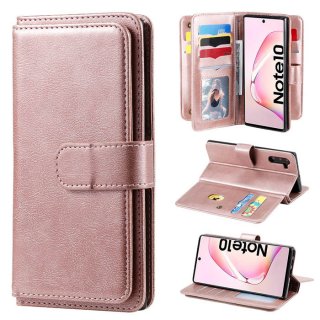 Samsung Galaxy Note 10 Multi-function 10 Card Slots Wallet Case Rose Gold
