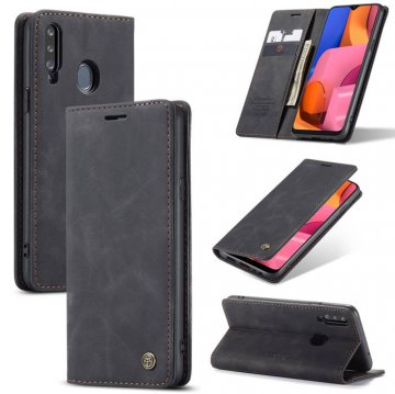 CaseMe Samsung Galaxy A20S Wallet Kickstand Magnetic Case Black