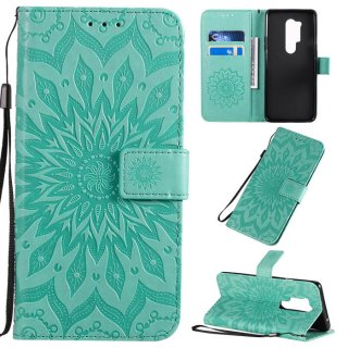 OnePlus 8 Pro Embossed Sunflower Wallet Stand Case Green