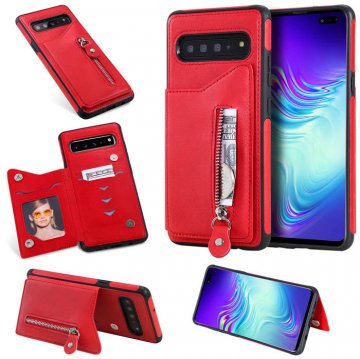 Samsung Galaxy S10 5G Wallet Card Slots Shockproof Cover Red