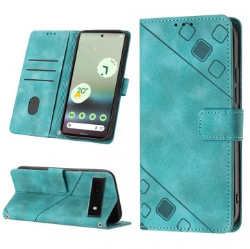Skin-friendly Google Pixel 6A Wallet Stand Case with Wrist Strap Green