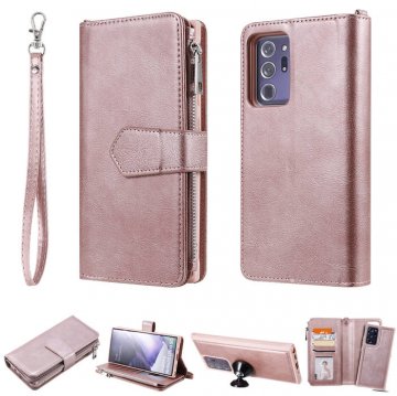 Samsung Galaxy Note 20 Ultra Zipper Wallet Magnetic Detachable 2 in 1 Case Rose Gold