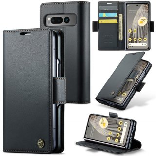 CaseMe Samsung Galaxy Z Fold 5 Wallet RFID Blocking Magnetic Buckle Case Black