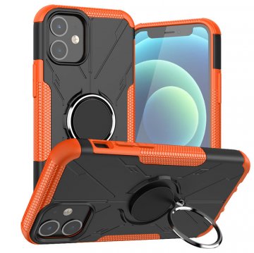 iPhone 12 Mini Hybrid Rugged PC + TPU Ring Kickstand Case Orange