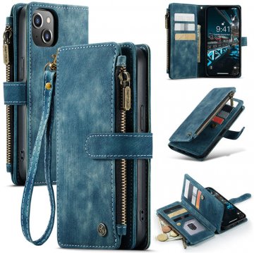 CaseMe iPhone 14 Plus Wallet Case with Wrist Strap Blue