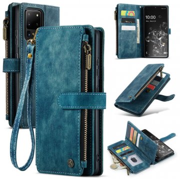 CaseMe Samsung Galaxy S20 Ultra Wallet Kickstand Retro Case Blue