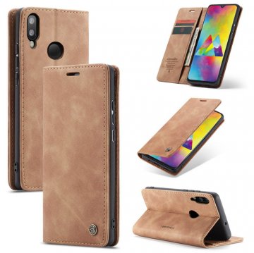 CaseMe Samsung Galaxy M20 Wallet Kickstand Magnetic Case Brown