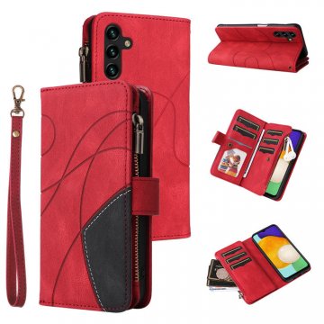 Samsung Galaxy A13 5G Zipper Wallet Magnetic Stand Case Red