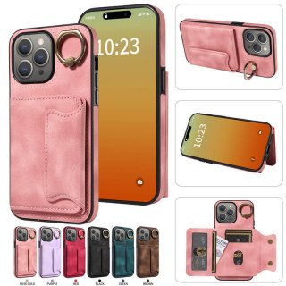 Card Holder Kickstand Magnetic PU Leather Phone Case Pink