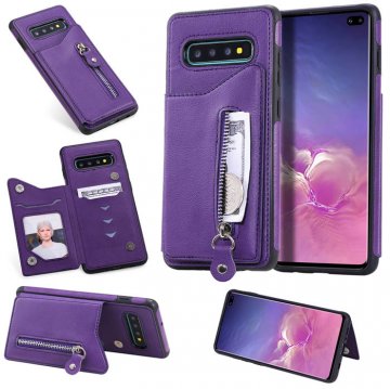 Samsung Galaxy S10 Plus Wallet Magnetic Shockproof Cover Purple