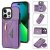 Crossbody Zipper Wallet iPhone 14 Pro Max Case With Strap Purple
