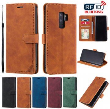 Samsung Galaxy S9 Plus Wallet RFID Blocking Kickstand Case Brown