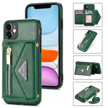 Crossbody Zipper Wallet iPhone 11 Pro Max Case With Strap Green