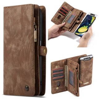 CaseMe Samsung Galaxy A80 Zipper Wallet Detachable Case Coffee