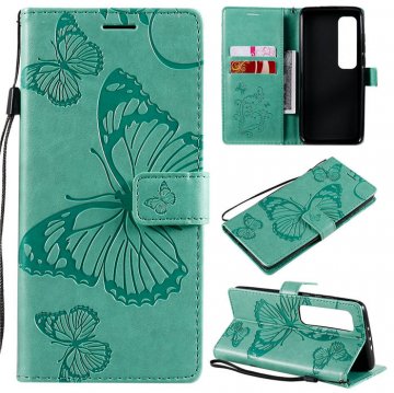 Xiaomi Mi 10 Ultra Embossed Butterfly Wallet Magnetic Stand Case Green