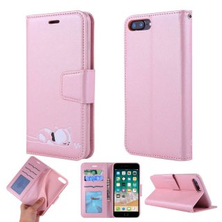 iPhone 7 Plus/8 Plus Cat Pattern Wallet Magnetic Stand Case Pink