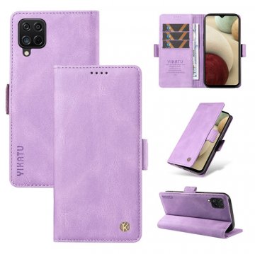YIKATU Samsung Galaxy A12 5G Skin-touch Wallet Kickstand Case Purple